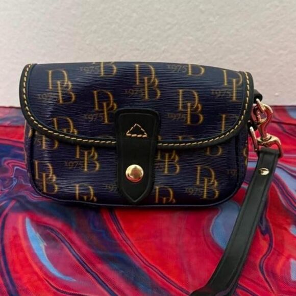 Dooney & Bourke Handbags - Vintage Dooney & Bourke 1975 Monogram Flap Mini Wristlet Pouch
